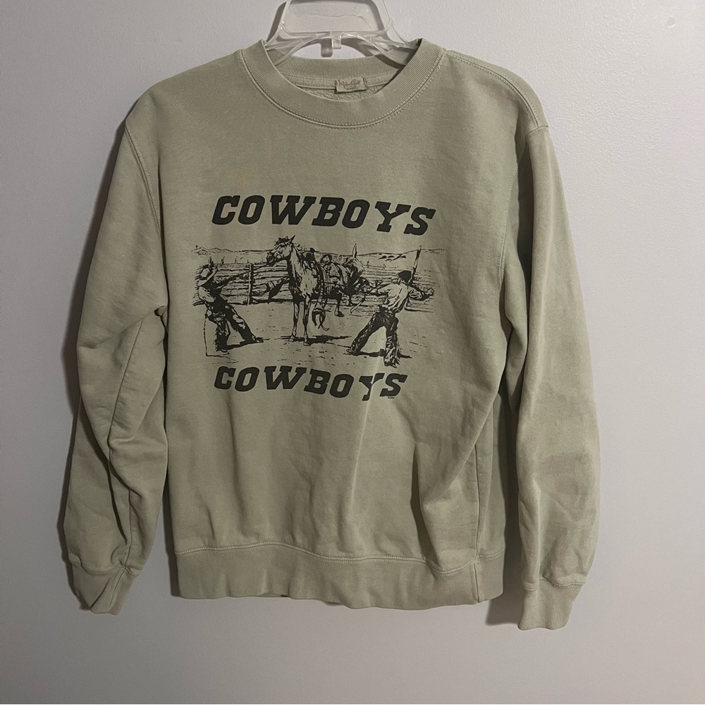 Brandy Melville Cowboys Sweatshirt in Matcha Green